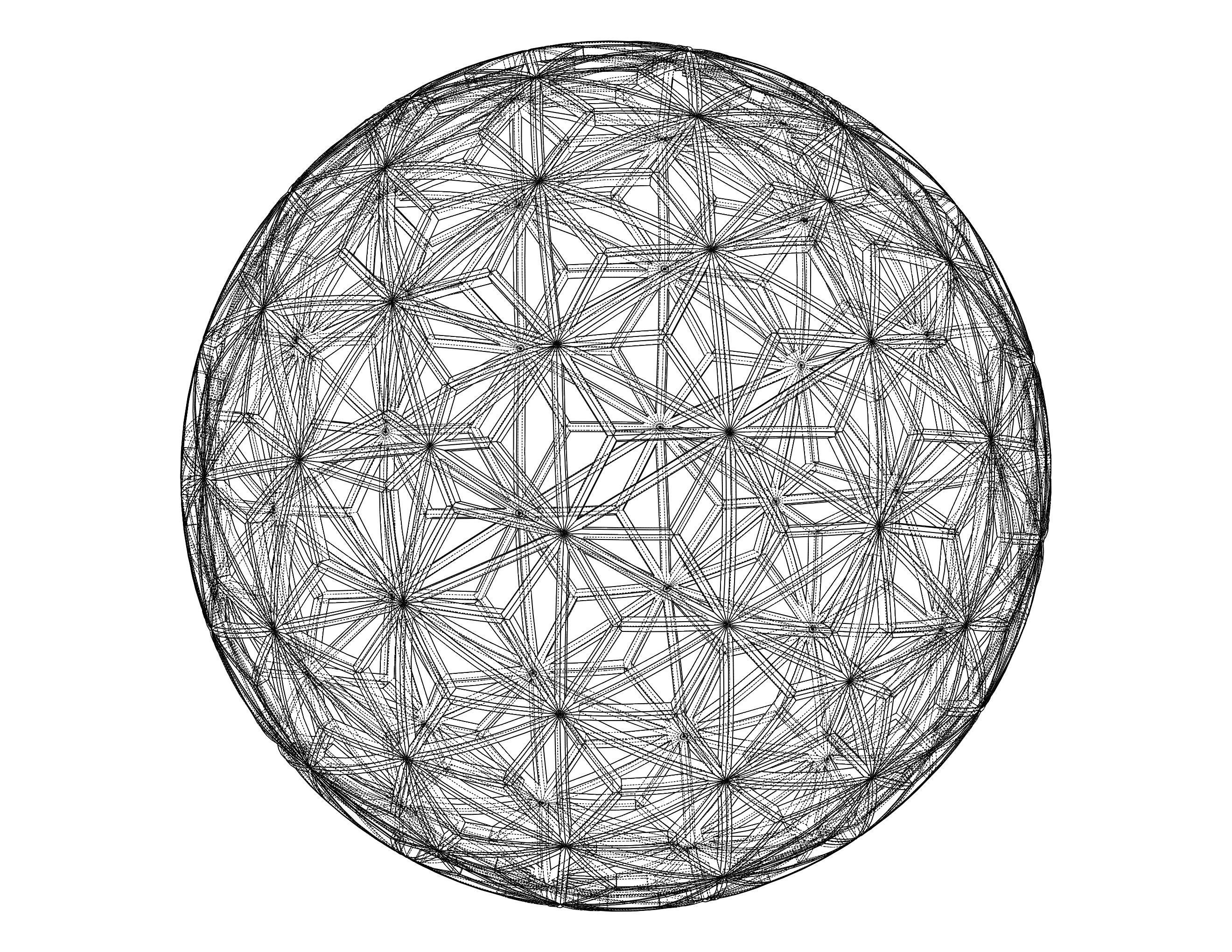 Wireframe Shape Geometric Star Pattern Ball 3D print model_11