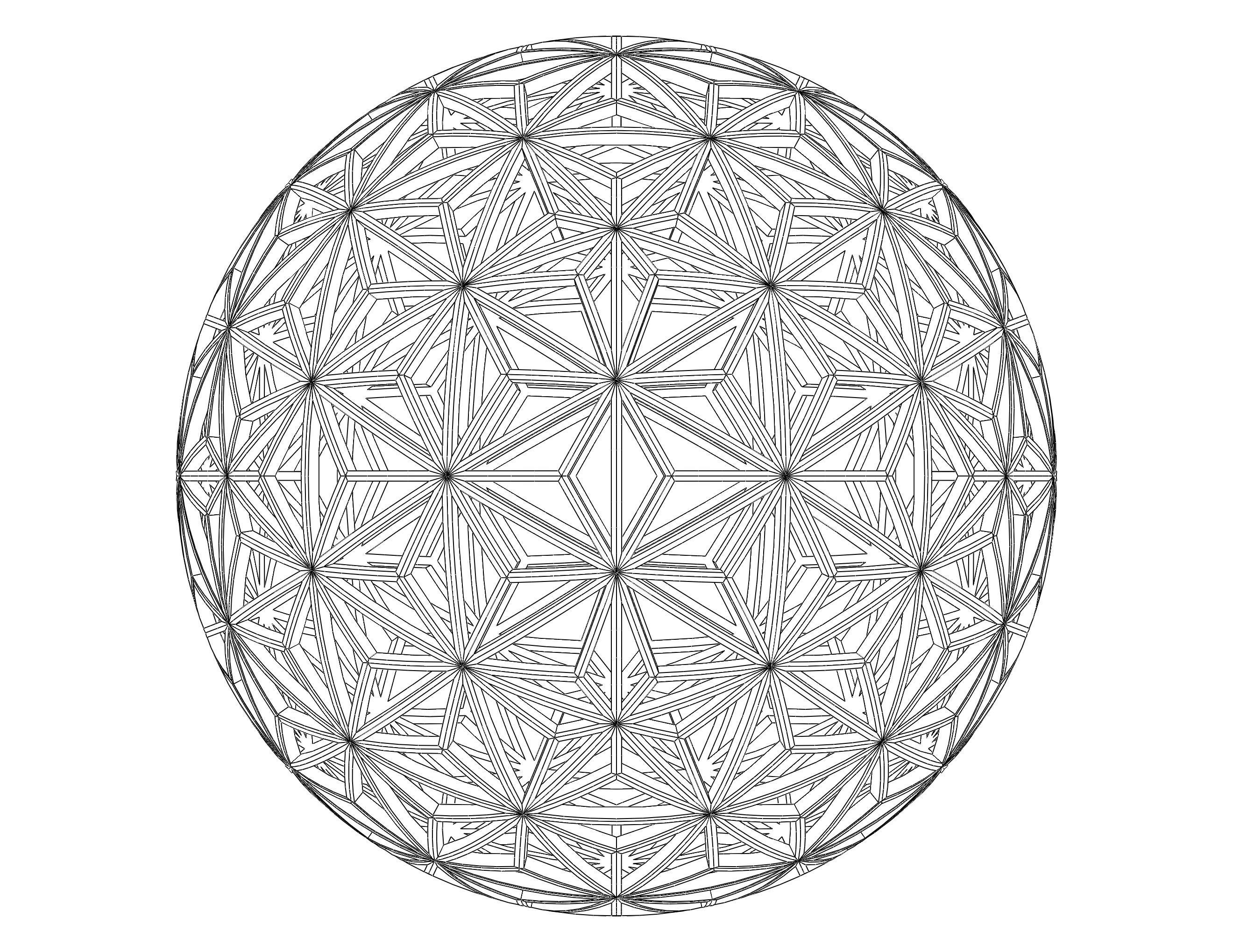 Wireframe Shape Geometric Star Pattern Ball 3D print model_22