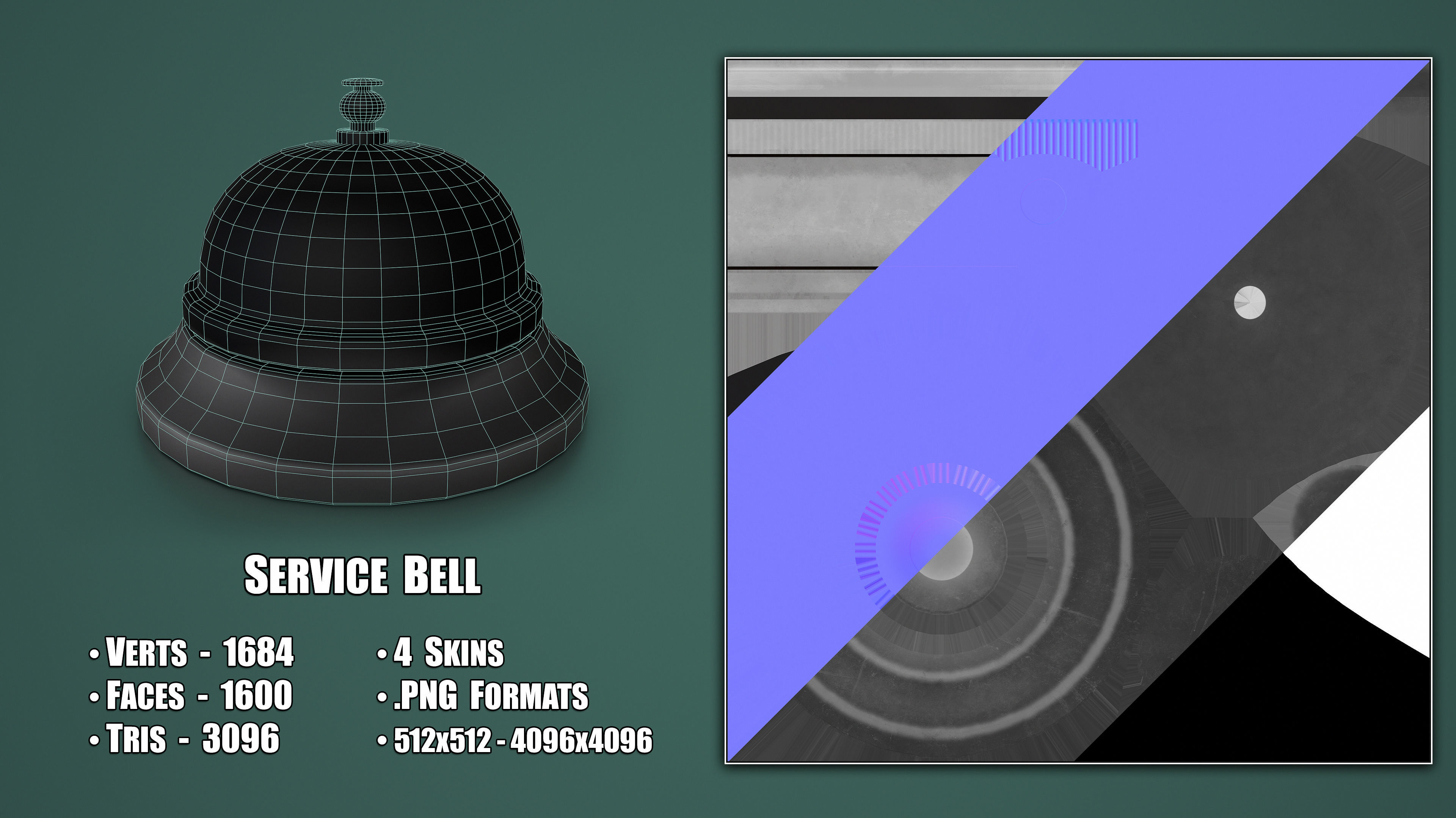 Service Bell Low-poly 3D model_3