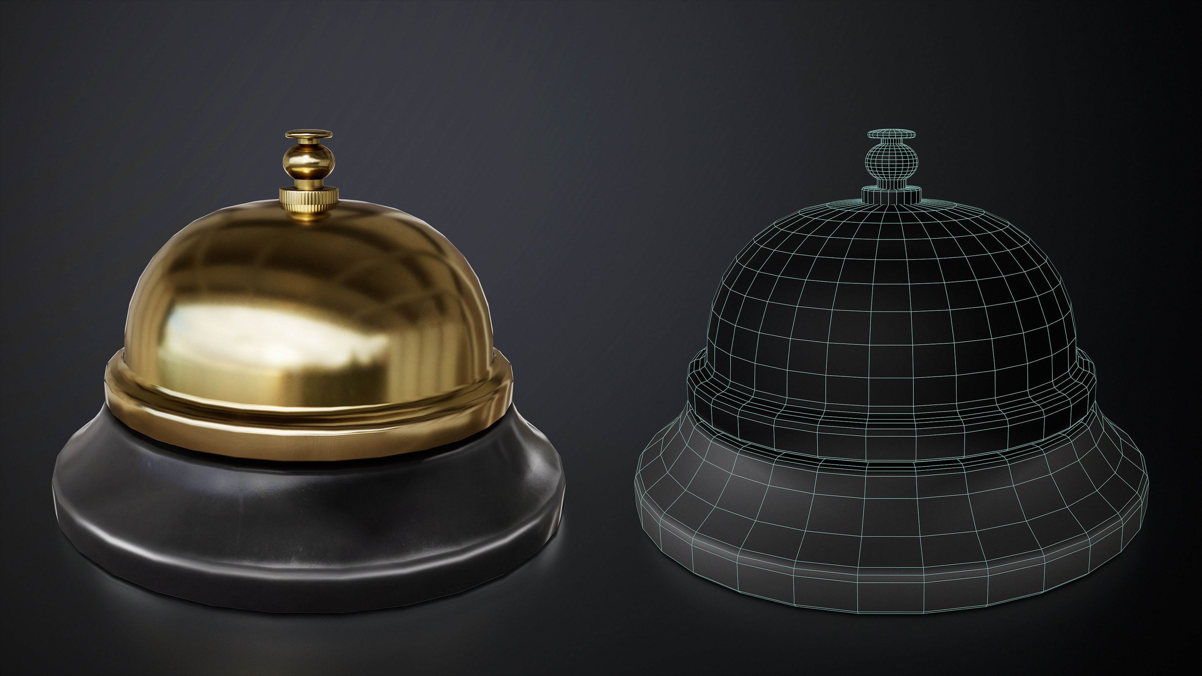 Service Bell Low-poly 3D model_6
