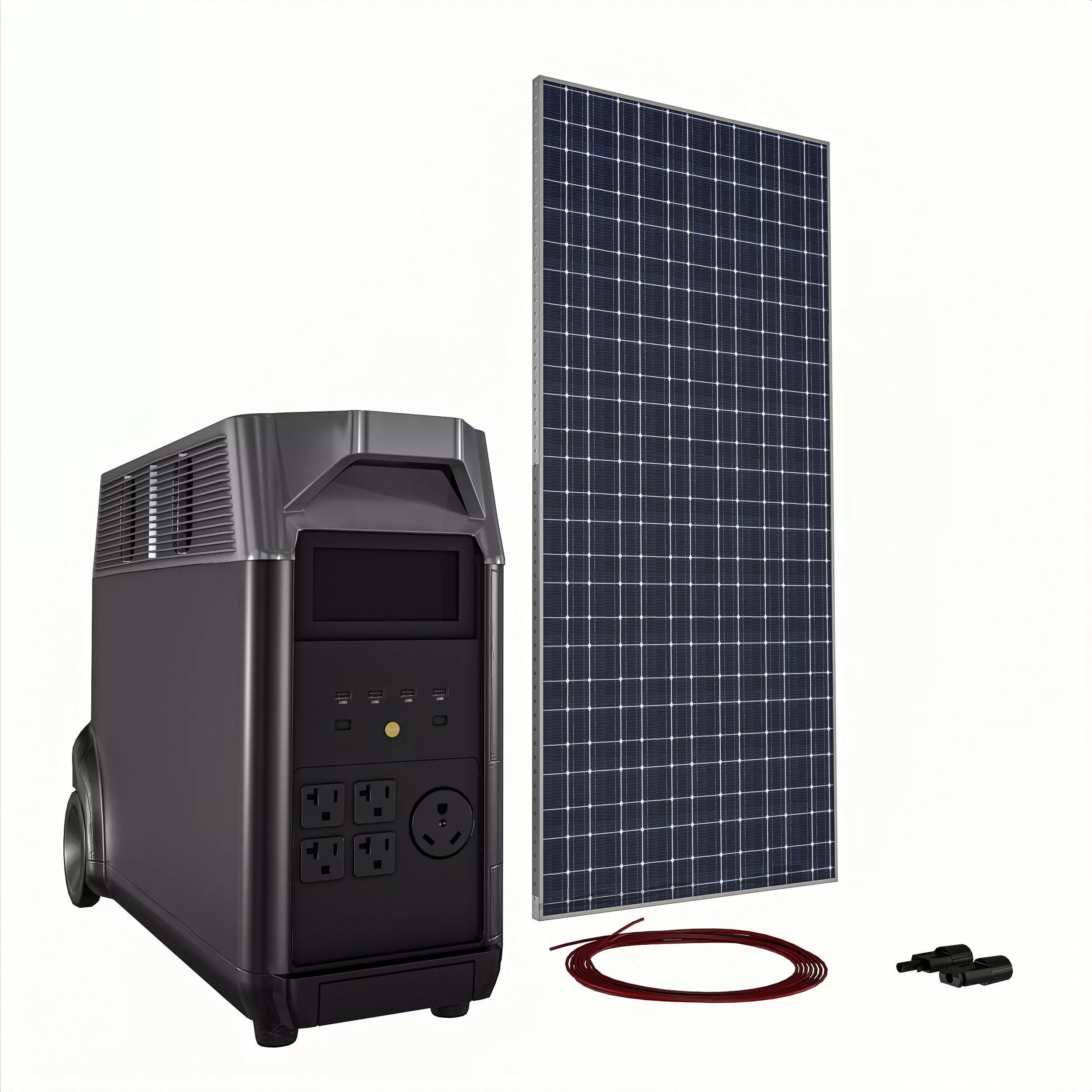 Portable Battery with Solar Panel Low-poly 3D model