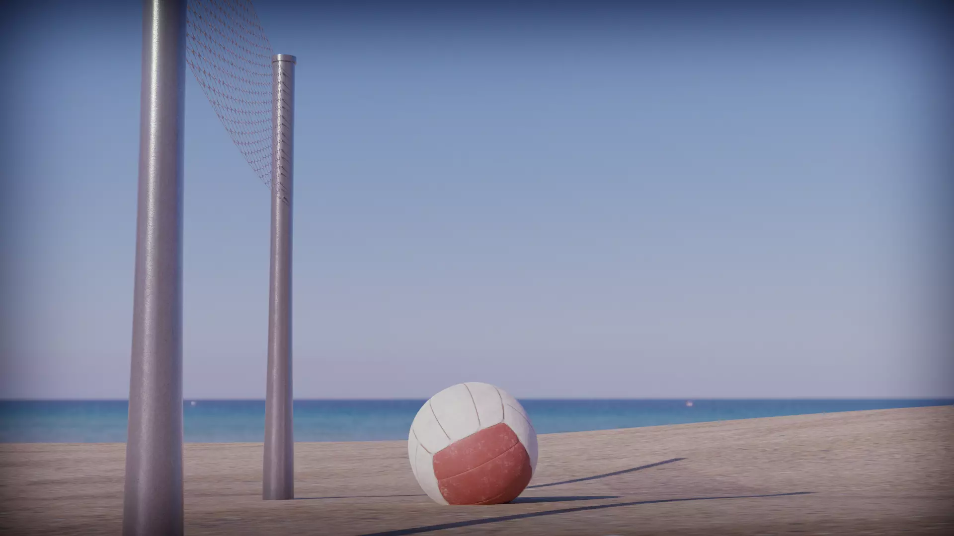 Volleyball Coastal Scene Free low-poly 3D model