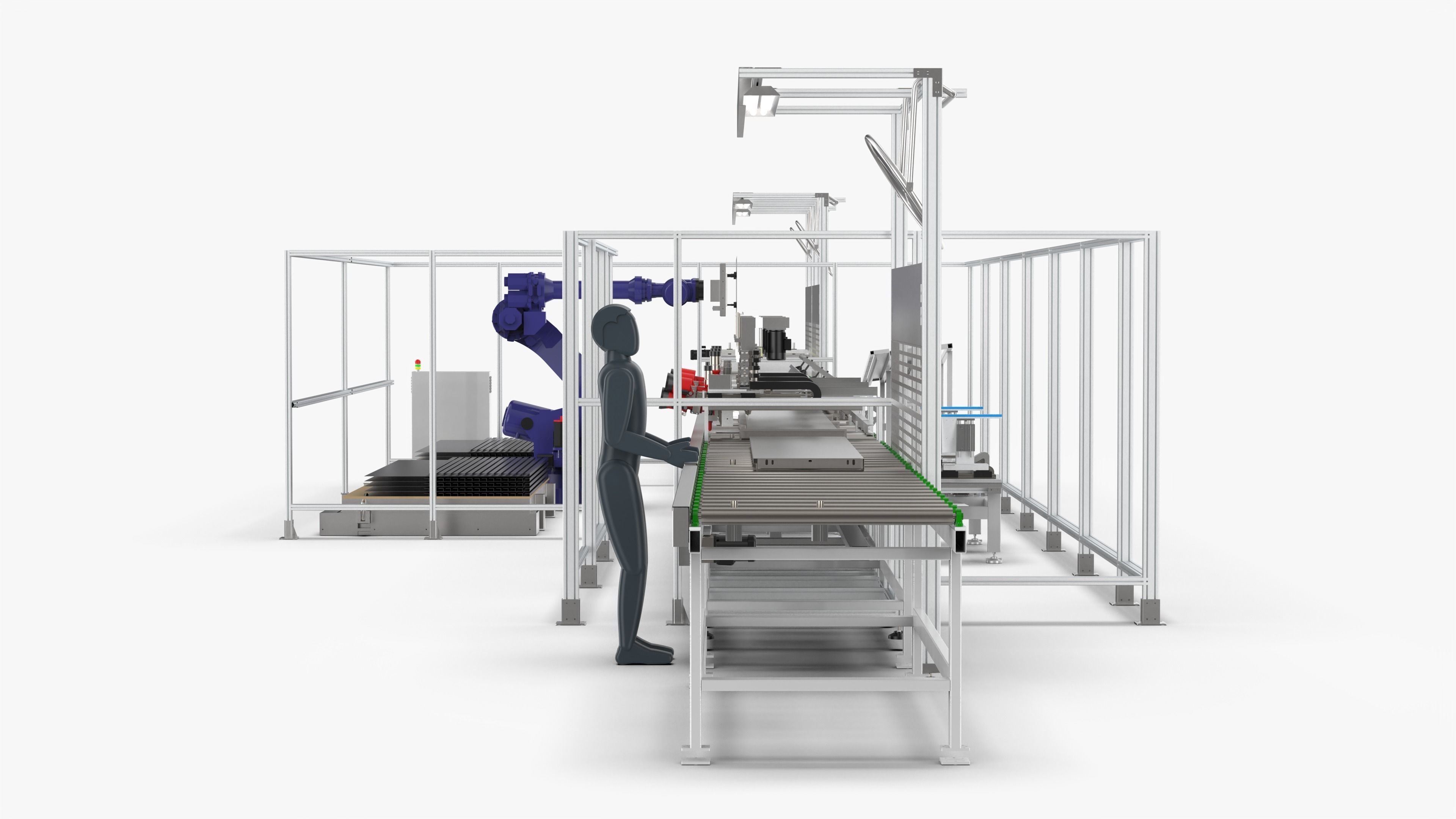 Automatic Elevator Door Panel Assembly Line 3D model_6