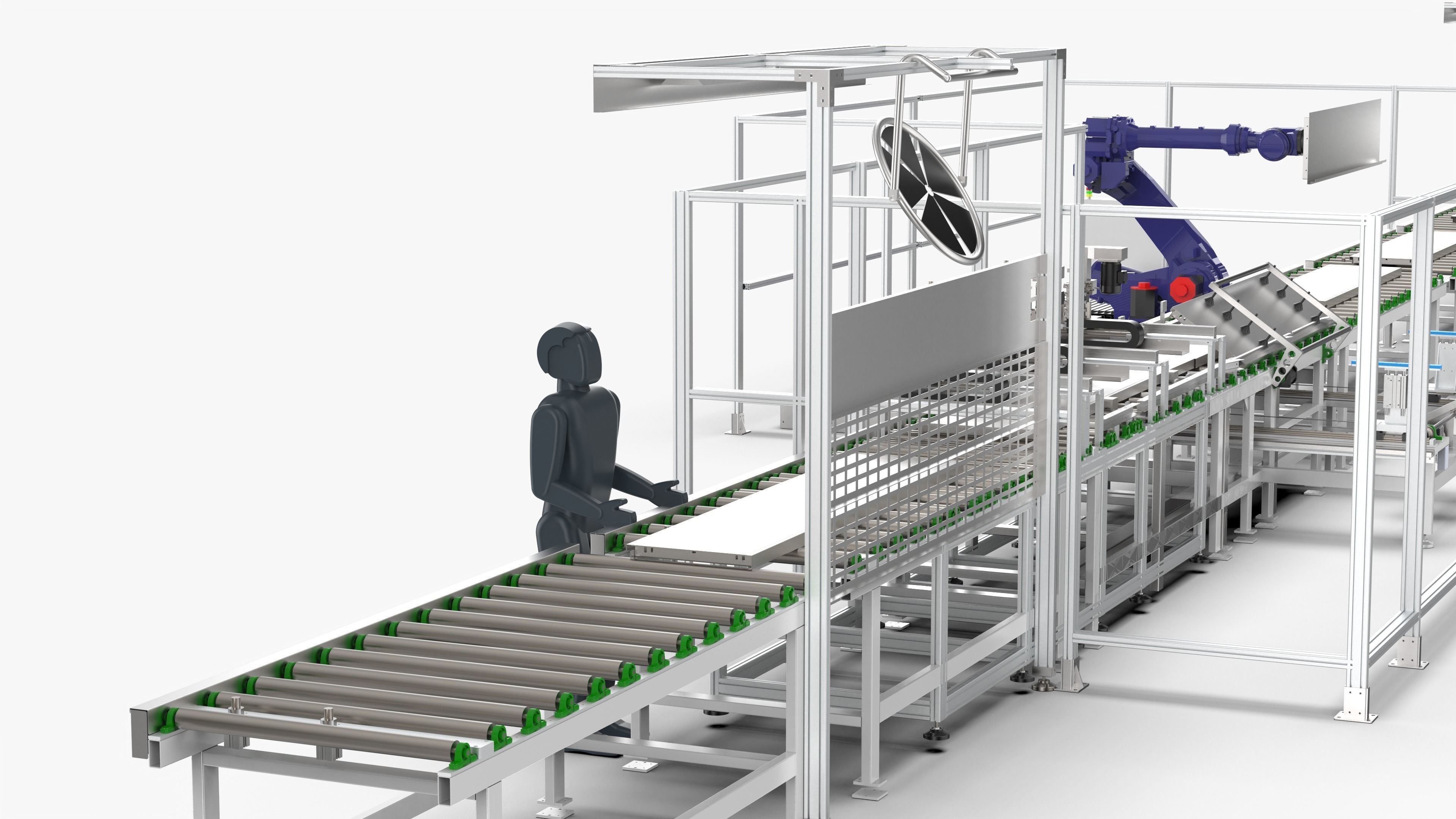 Automatic Elevator Door Panel Assembly Line 3D model_20