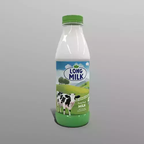 Long Life Milk Bottle Low-poly 3D model