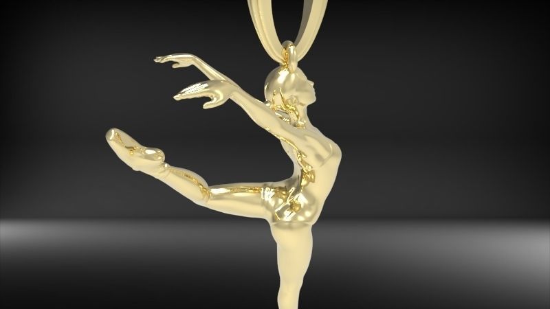Ballerina ballet dancer pendant Necklace Jewelry 3D print model_35