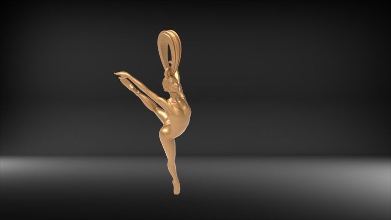 Ballerina ballet dancer pendant Necklace Jewelry 3D print model_28