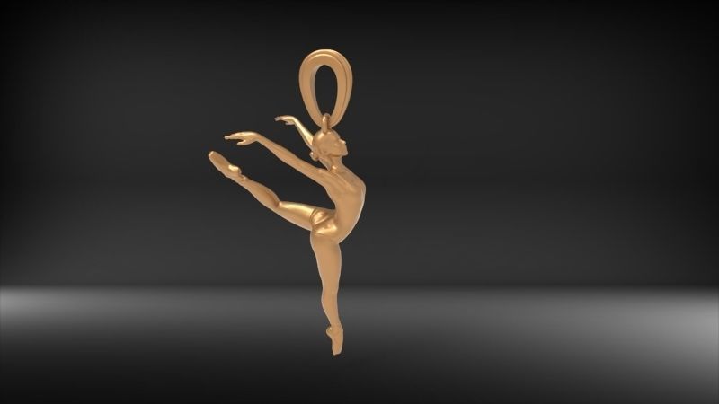 Ballerina ballet dancer pendant Necklace Jewelry 3D print model_27