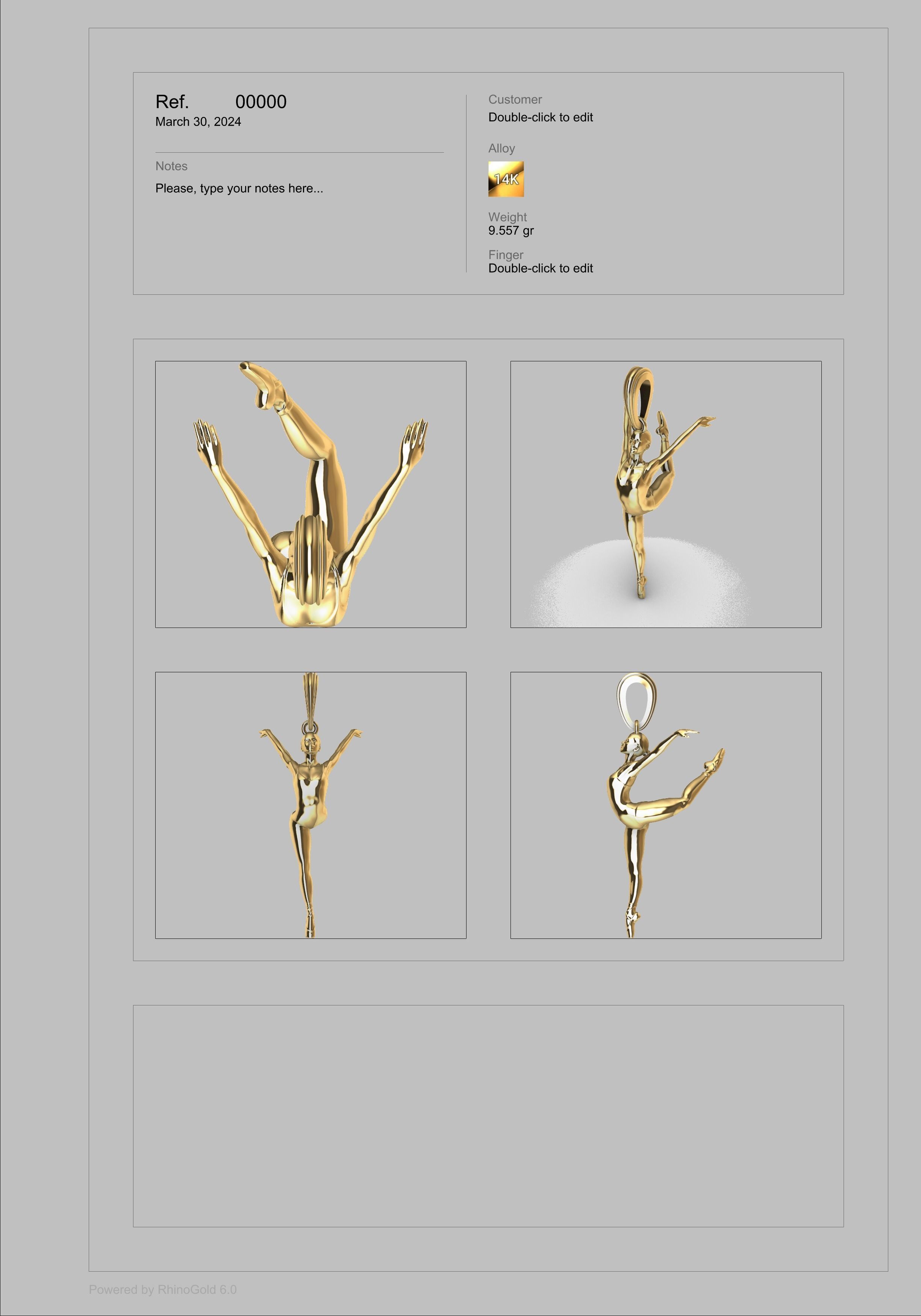 Ballerina ballet dancer pendant Necklace Jewelry 3D print model_19