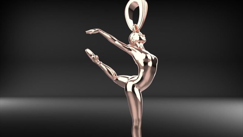 Ballerina ballet dancer pendant Necklace Jewelry 3D print model_54