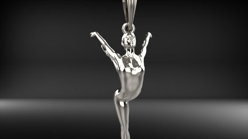 Ballerina ballet dancer pendant Necklace Jewelry 3D print model_13