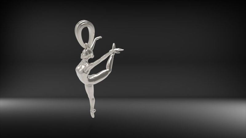 Ballerina ballet dancer pendant Necklace Jewelry 3D print model_44