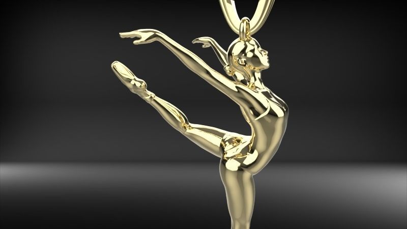 Ballerina ballet dancer pendant Necklace Jewelry 3D print model_8