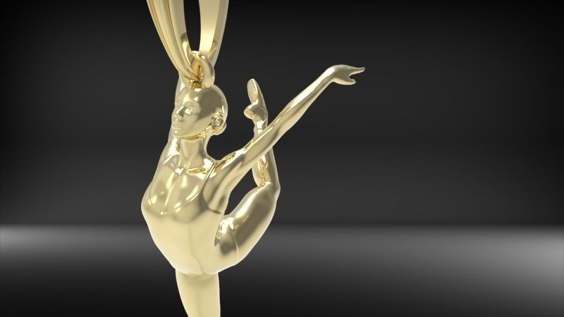 Ballerina ballet dancer pendant Necklace Jewelry 3D print model_33