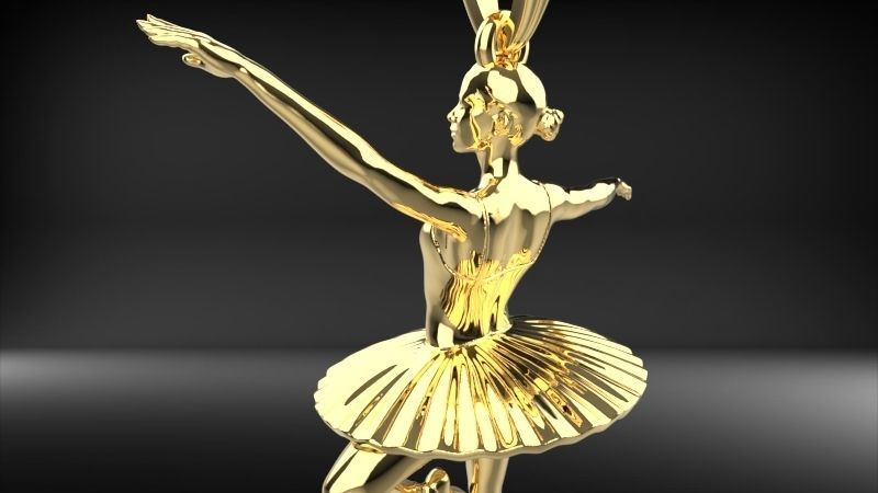 GRACEFUL BALLERINA POSE PENDANT NECKLACE JEWELRY 3D print model_6