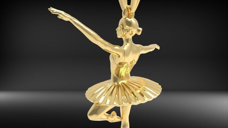 GRACEFUL BALLERINA POSE PENDANT NECKLACE JEWELRY 3D print model_8