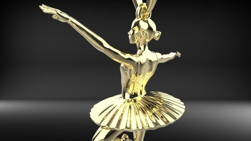 GRACEFUL BALLERINA POSE PENDANT NECKLACE JEWELRY 3D print model_13