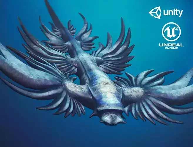 Sea Blue Dragon - Game Ready Low-poly 3D model Low-poly 3D model