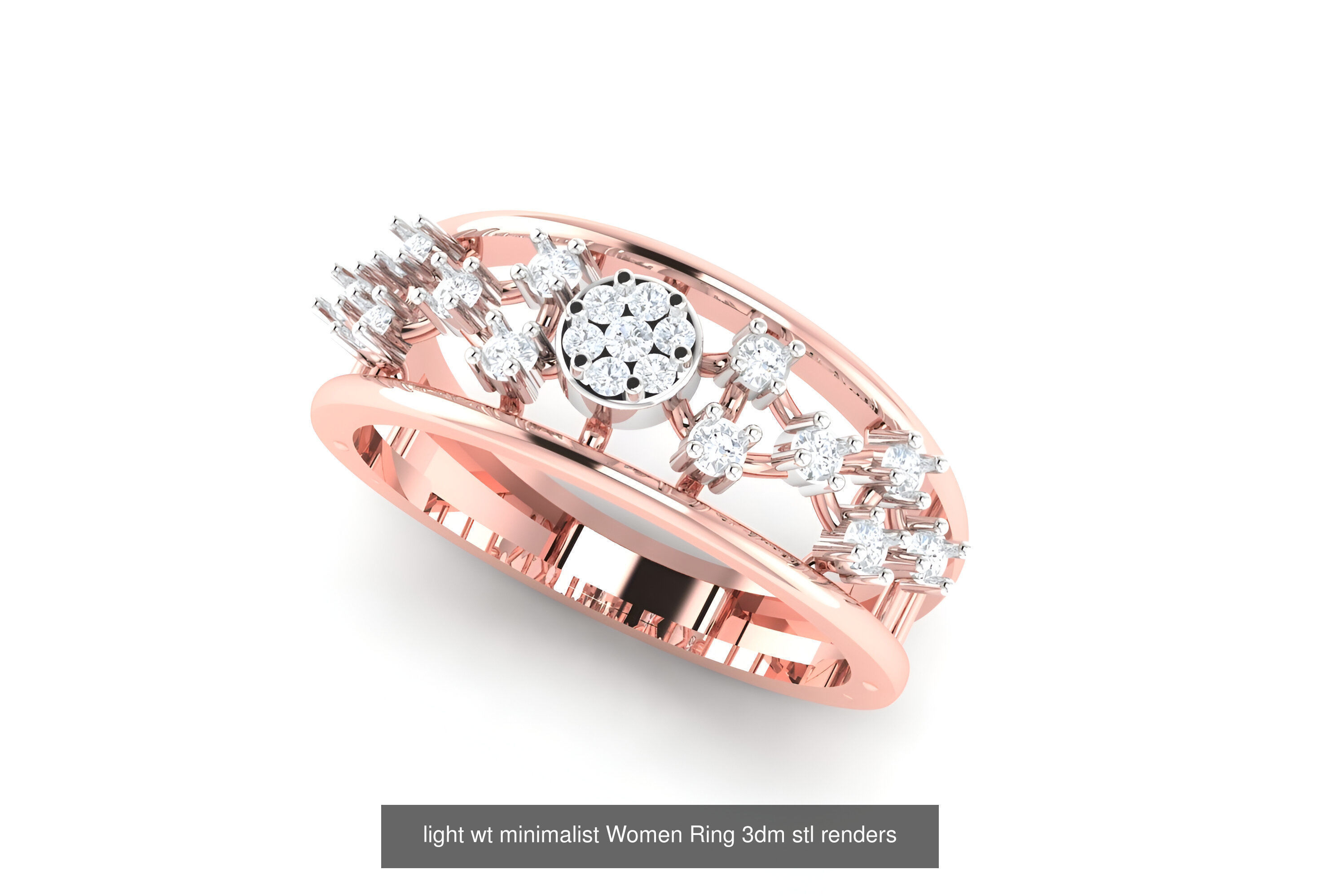 25 light wt minimalist Women Ring 3dm stl renders 3D Model Collection_8