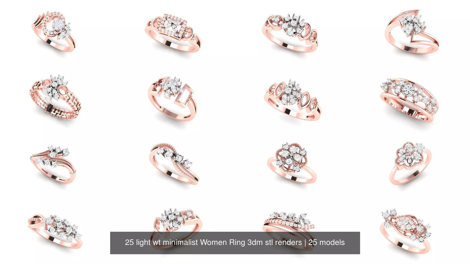 25 light wt minimalist Women Ring 3dm stl renders 3D Model Collection_0