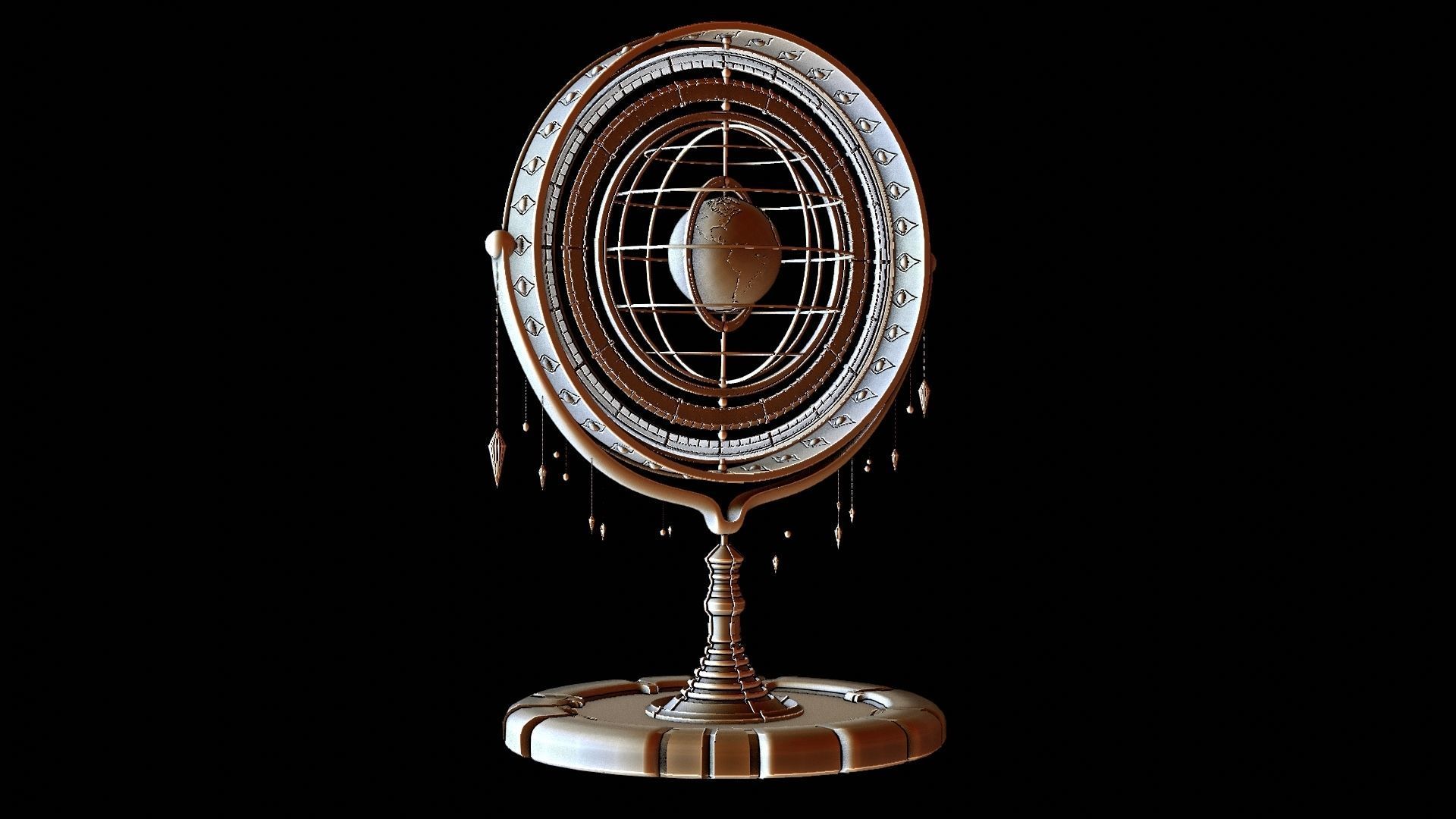 Magical Fantasy Animated Gyroscope Low-poly 3D model_20