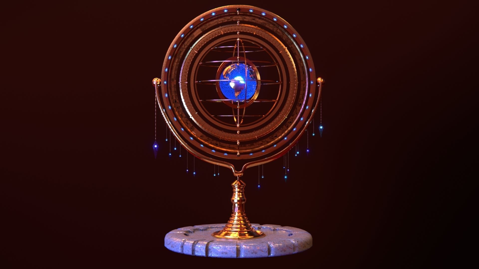 Magical Fantasy Animated Gyroscope Low-poly 3D model_43