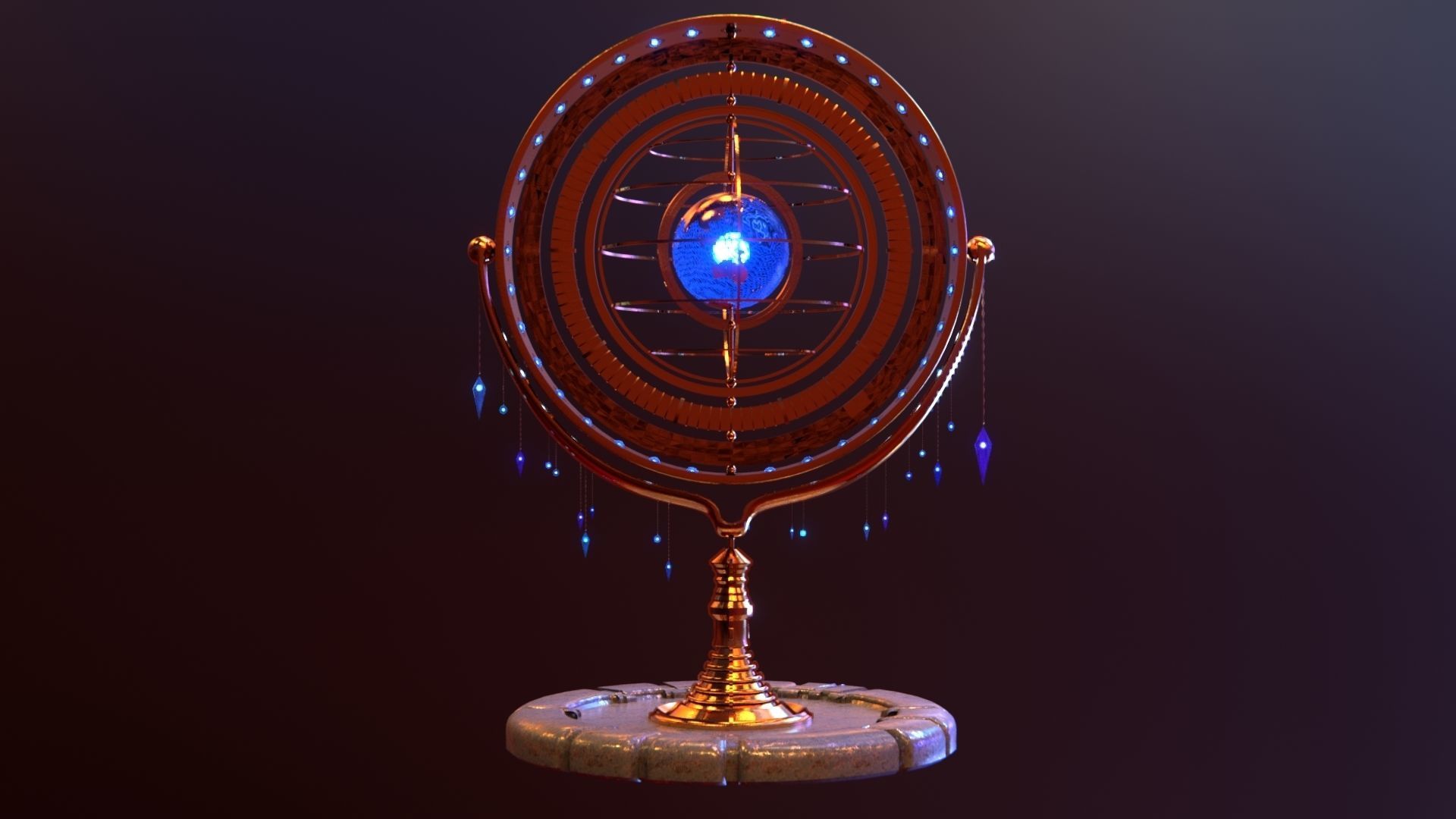 Magical Fantasy Animated Gyroscope Low-poly 3D model_38