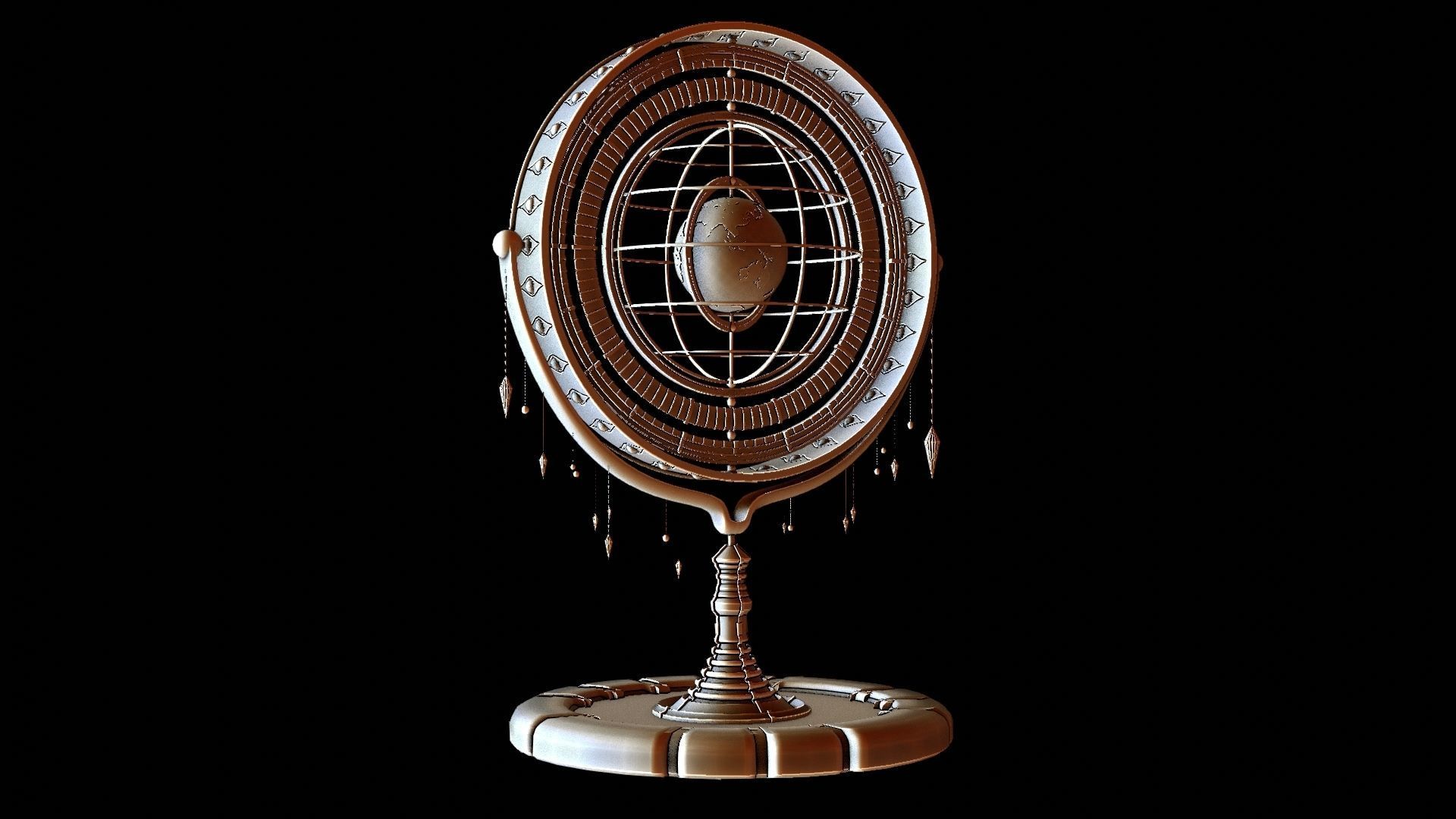 Magical Fantasy Animated Gyroscope Low-poly 3D model_14