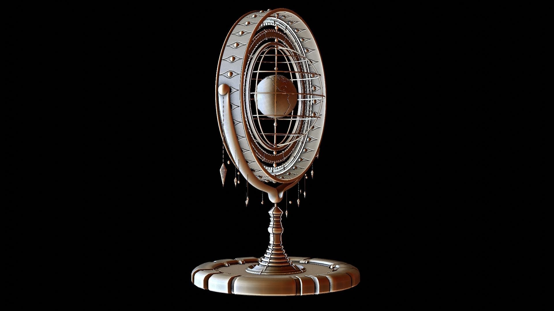 Magical Fantasy Animated Gyroscope Low-poly 3D model_19