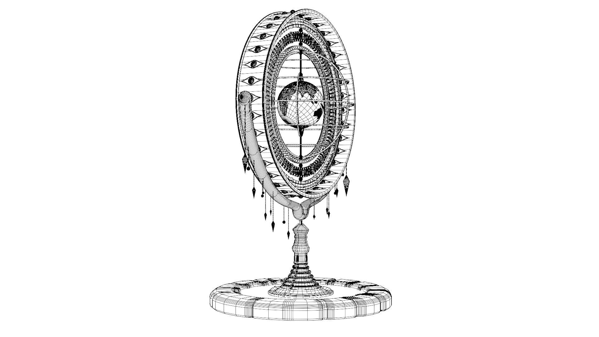 Magical Fantasy Animated Gyroscope Low-poly 3D model_25