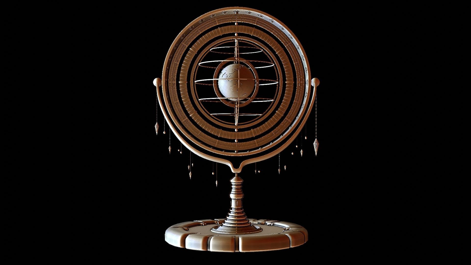 Magical Fantasy Animated Gyroscope Low-poly 3D model_15