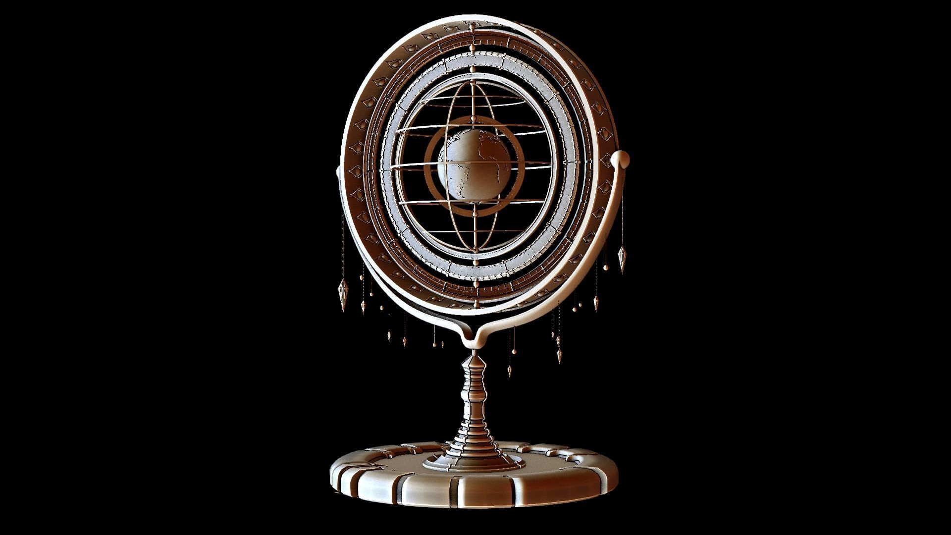 Magical Fantasy Animated Gyroscope Low-poly 3D model_22