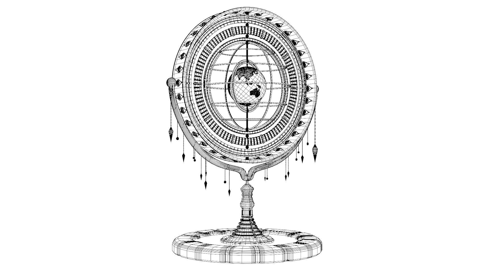 Magical Fantasy Animated Gyroscope Low-poly 3D model_26