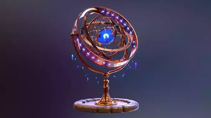 Magical Fantasy Animated Gyroscope  Low-poly 3D model