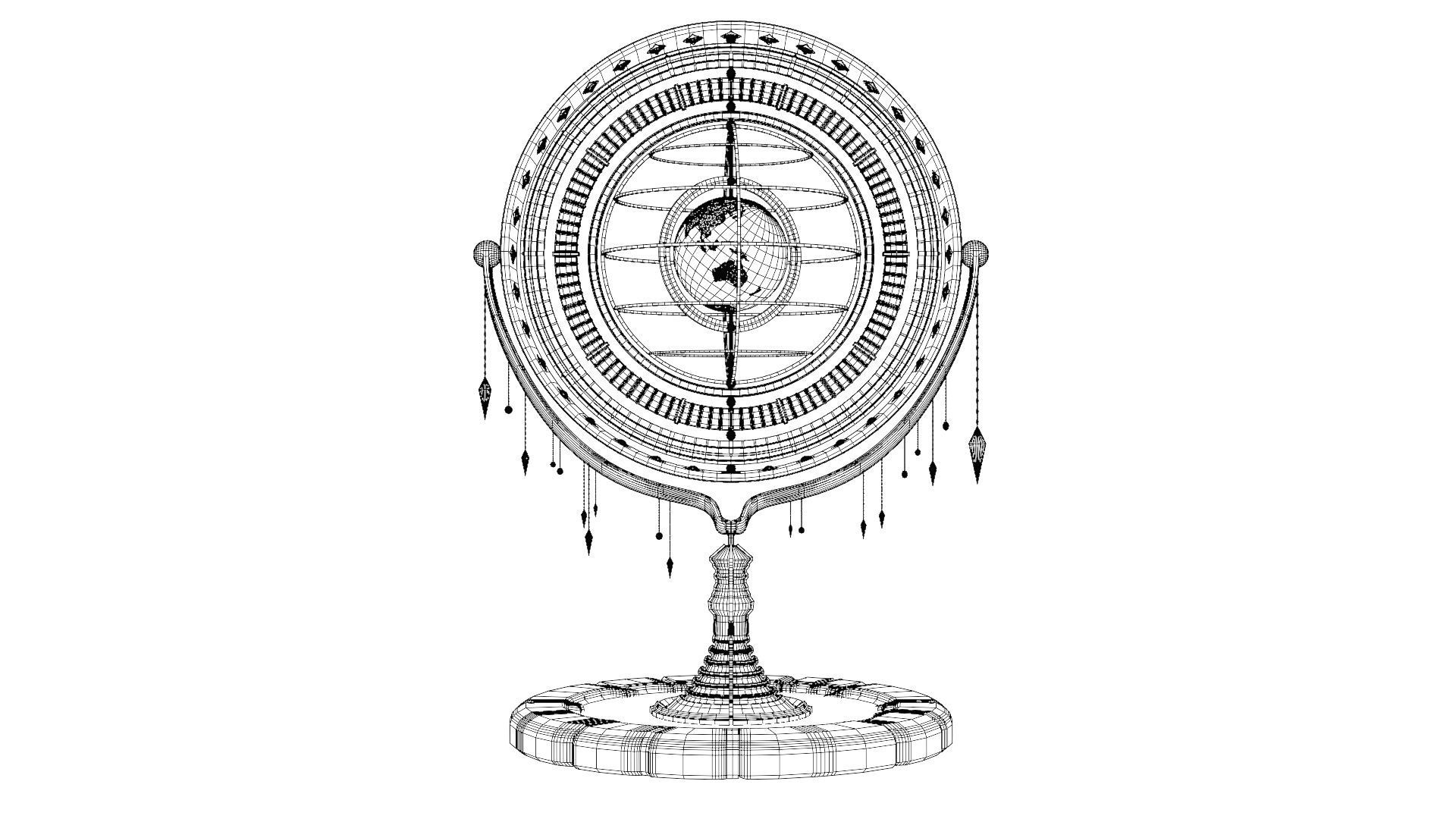 Magical Fantasy Animated Gyroscope Low-poly 3D model_27