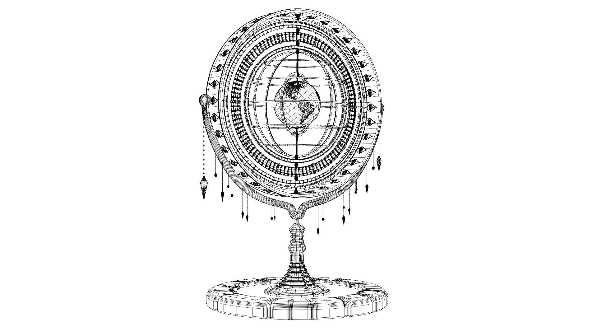 Magical Fantasy Animated Gyroscope Low-poly 3D model_32