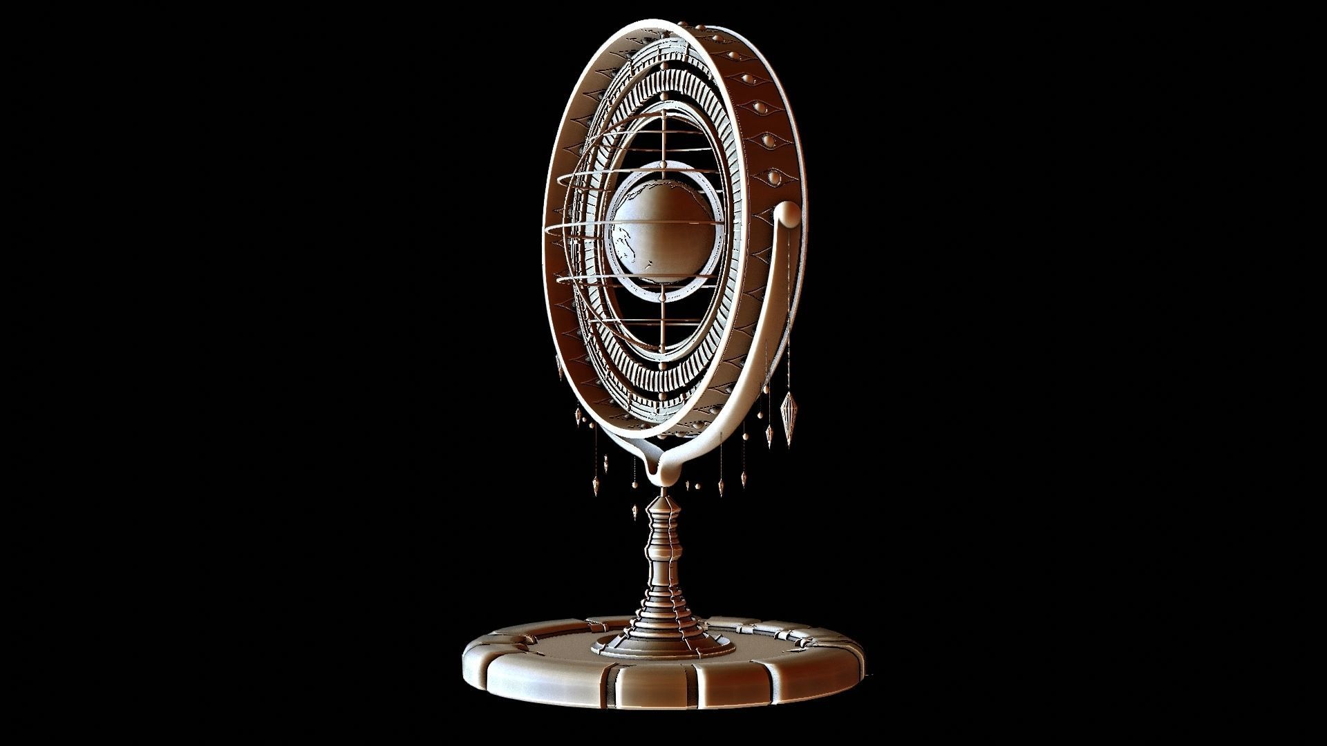 Magical Fantasy Animated Gyroscope Low-poly 3D model_17