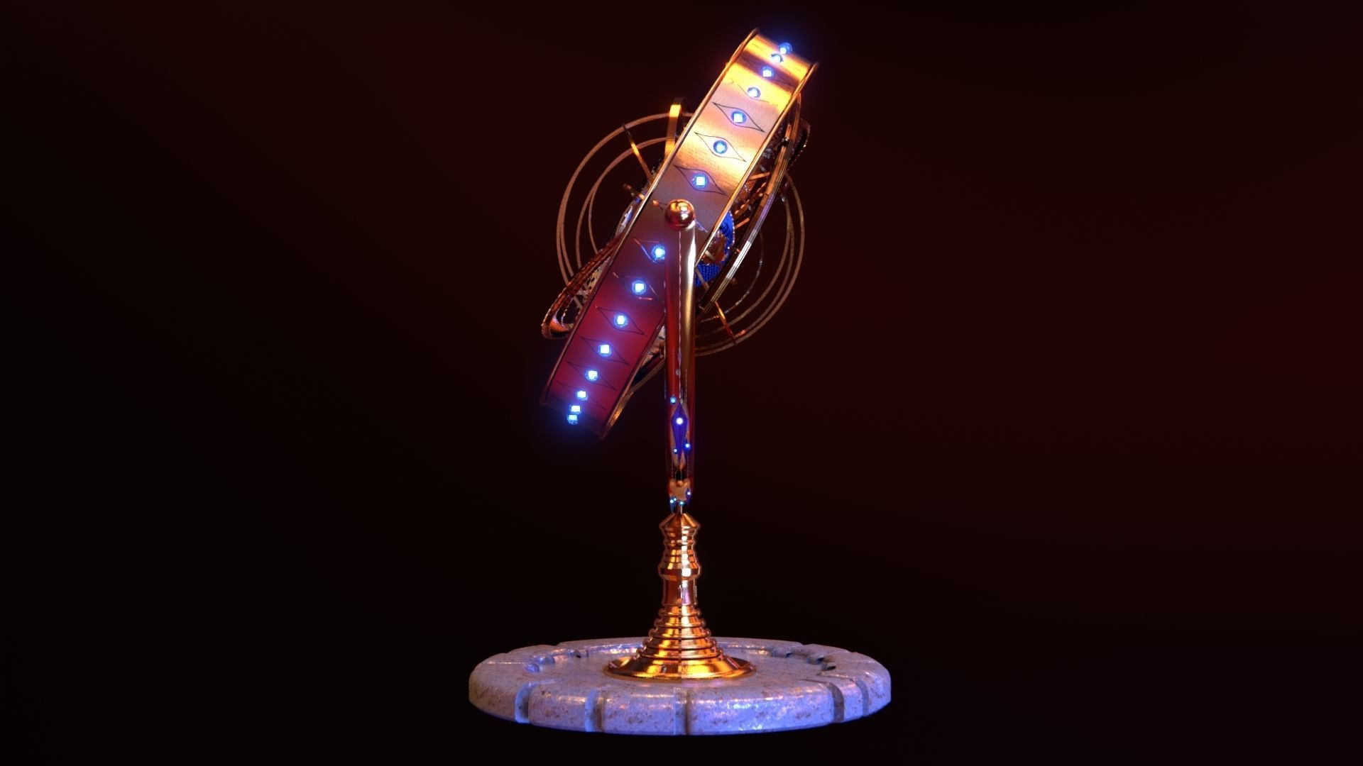 Magical Fantasy Animated Gyroscope Low-poly 3D model_6