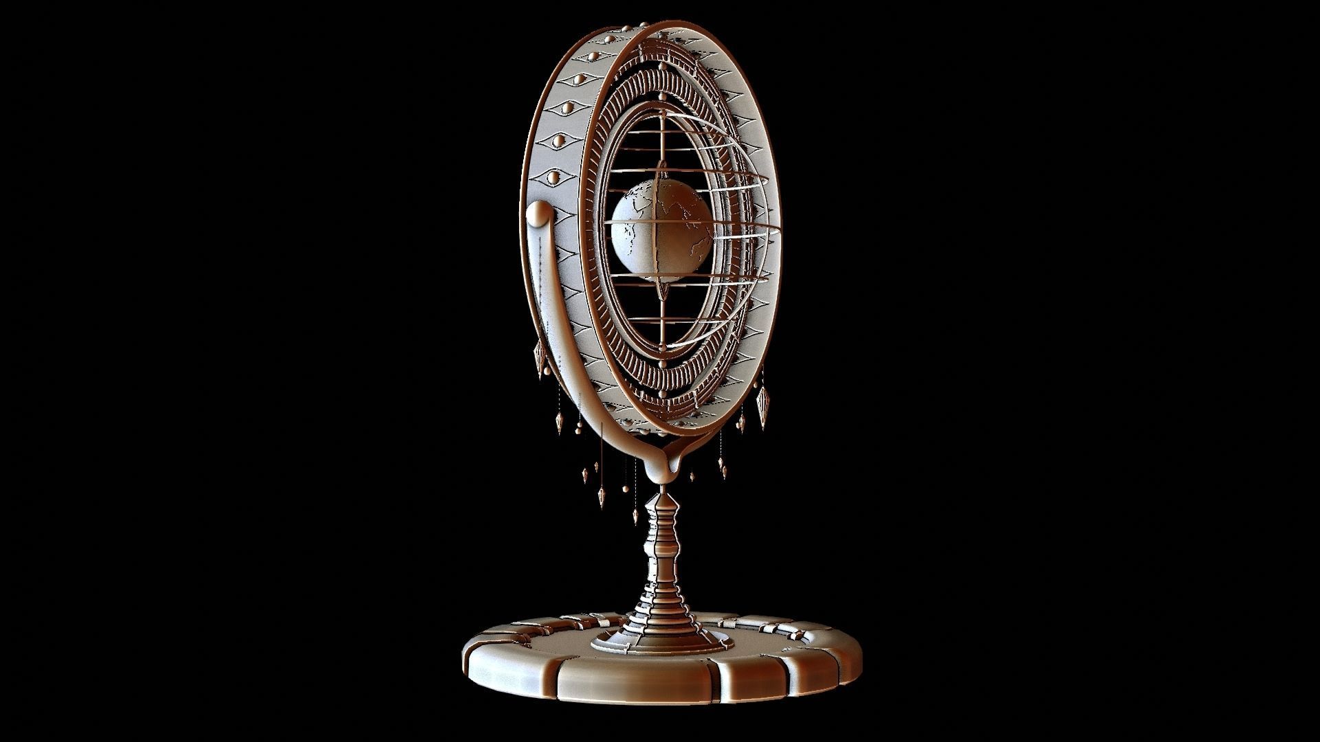 Magical Fantasy Animated Gyroscope Low-poly 3D model_13