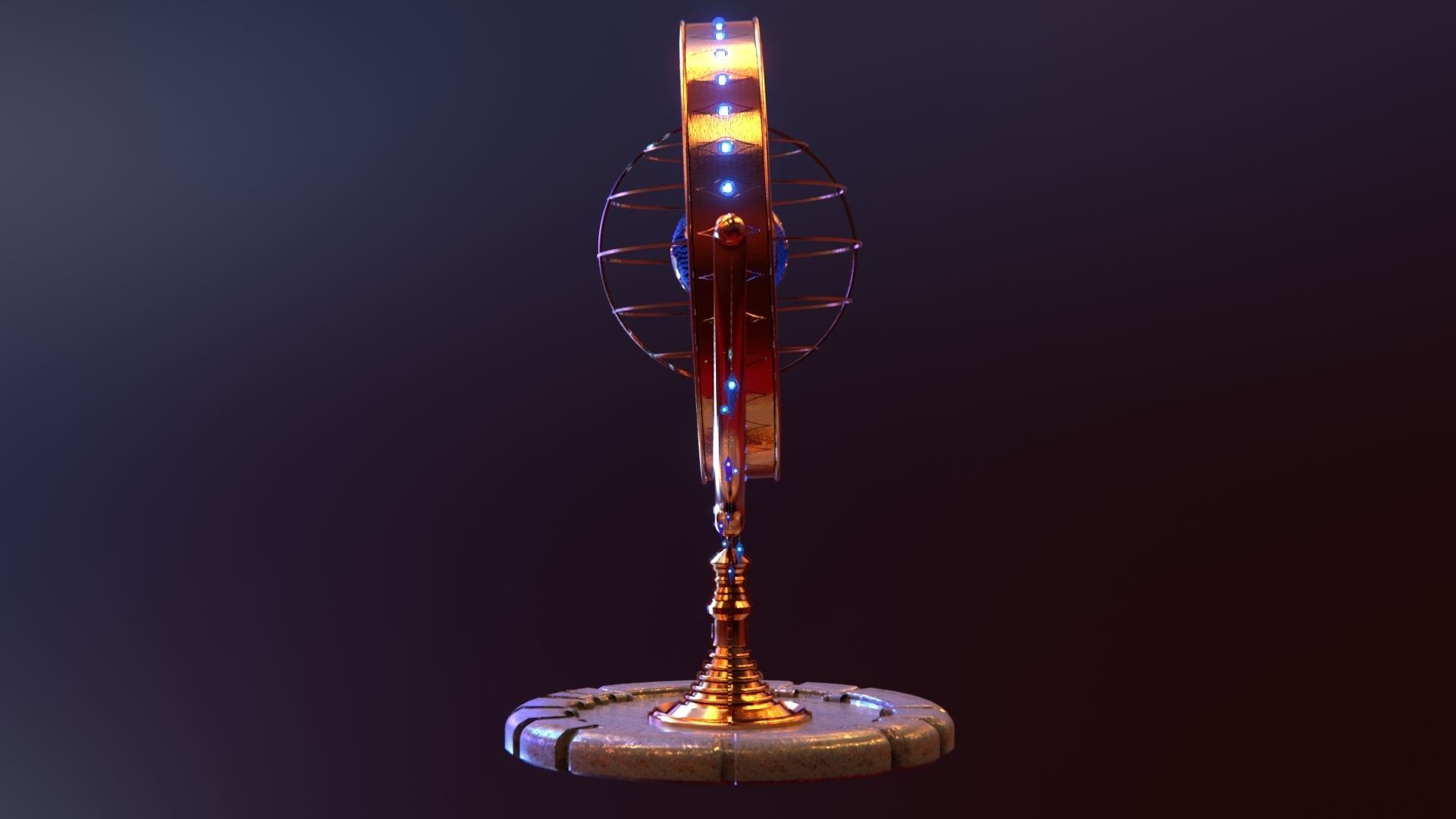 Magical Fantasy Animated Gyroscope Low-poly 3D model_47