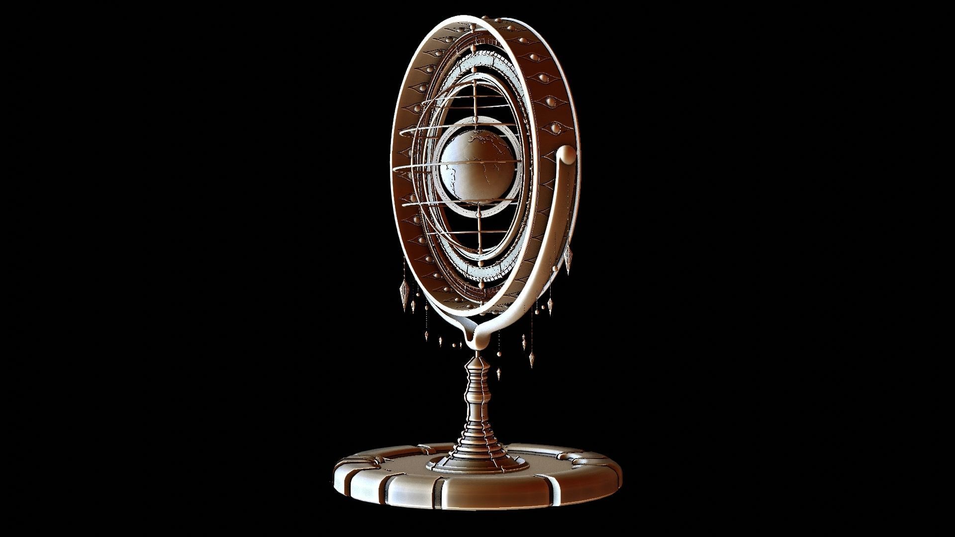 Magical Fantasy Animated Gyroscope Low-poly 3D model_23