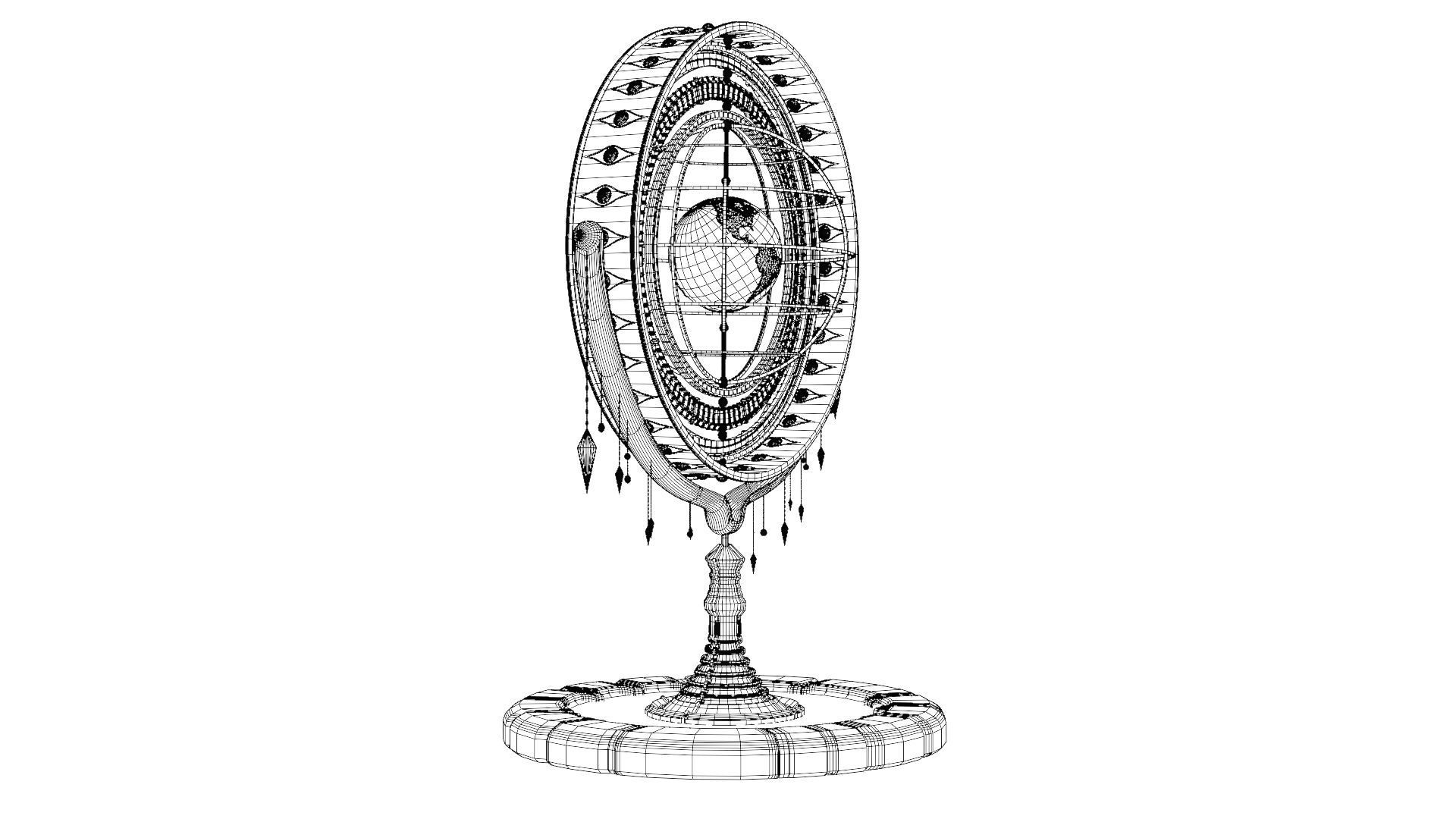 Magical Fantasy Animated Gyroscope Low-poly 3D model_31