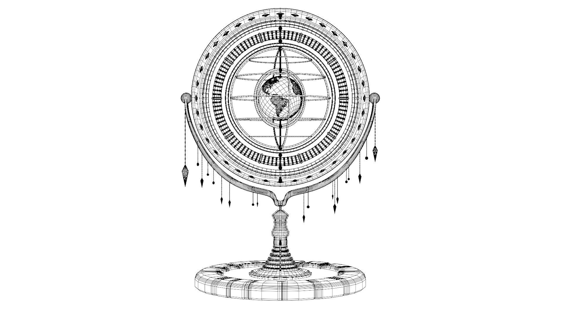 Magical Fantasy Animated Gyroscope Low-poly 3D model_33