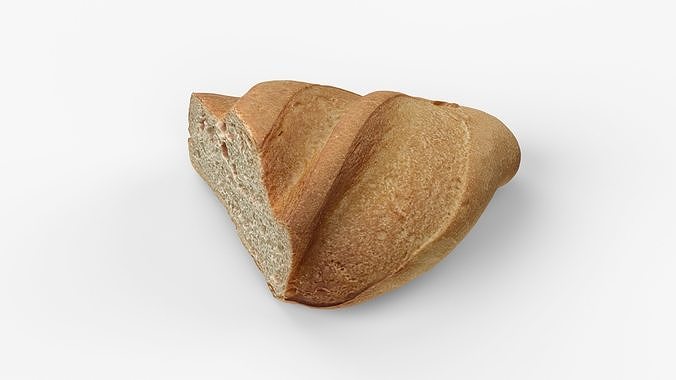 Photorealistic 3D scan of half a wheat Loaf Low-poly 3D model 2