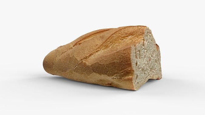 Photorealistic 3D scan of half a wheat Loaf Low-poly 3D model 6