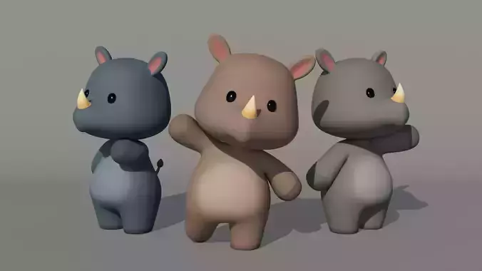 Rigged Cartoon Rhinoceros