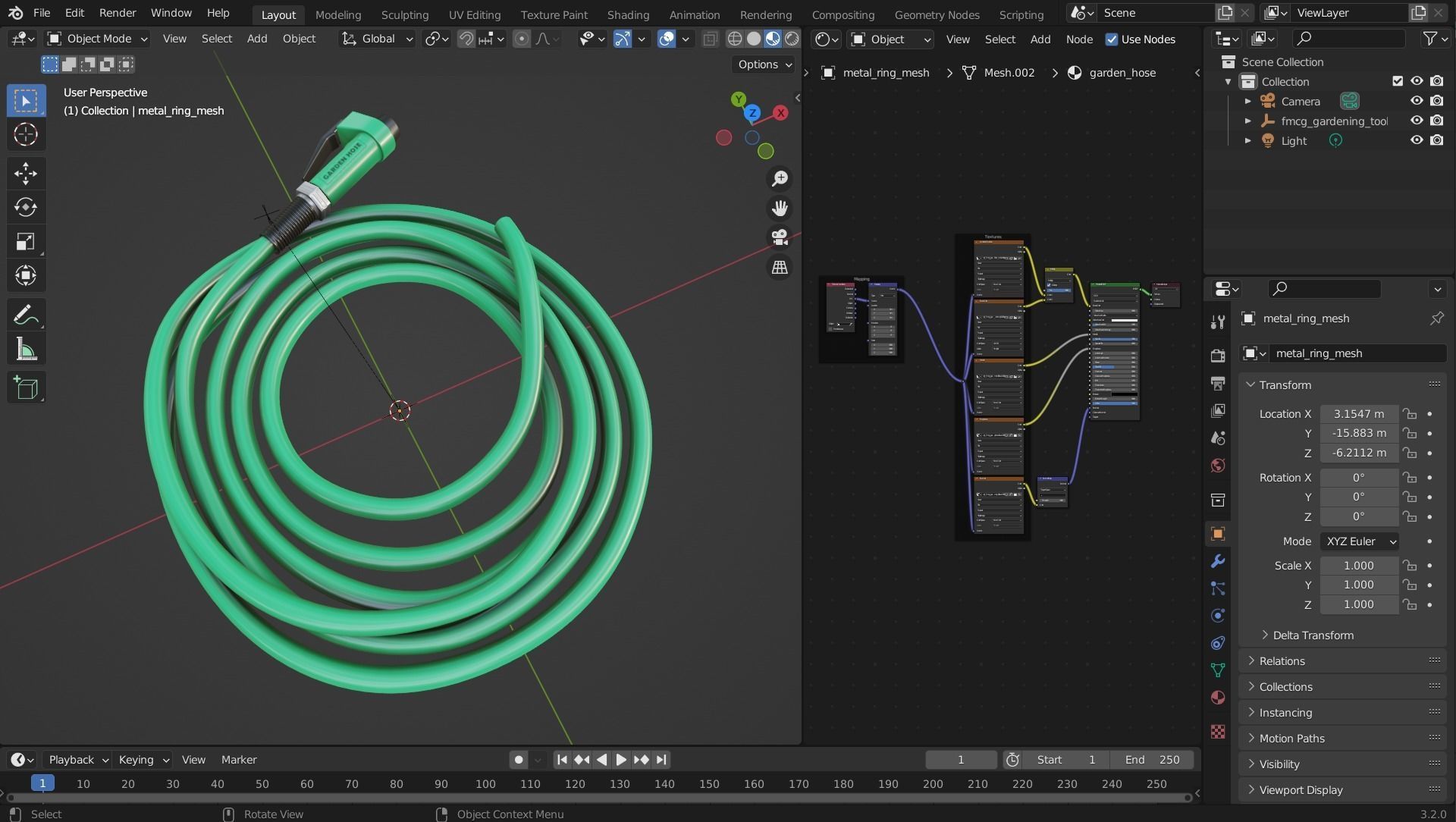 Gardening Tools - Garden Hose Low-poly 3D model_7