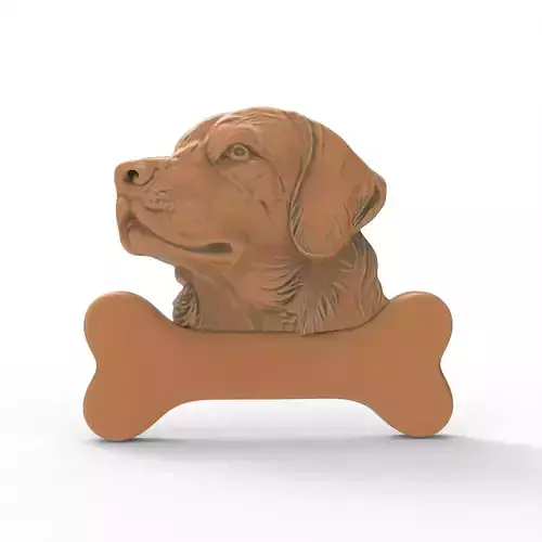 Dog Sign Tag Head Flat Back 3D print model