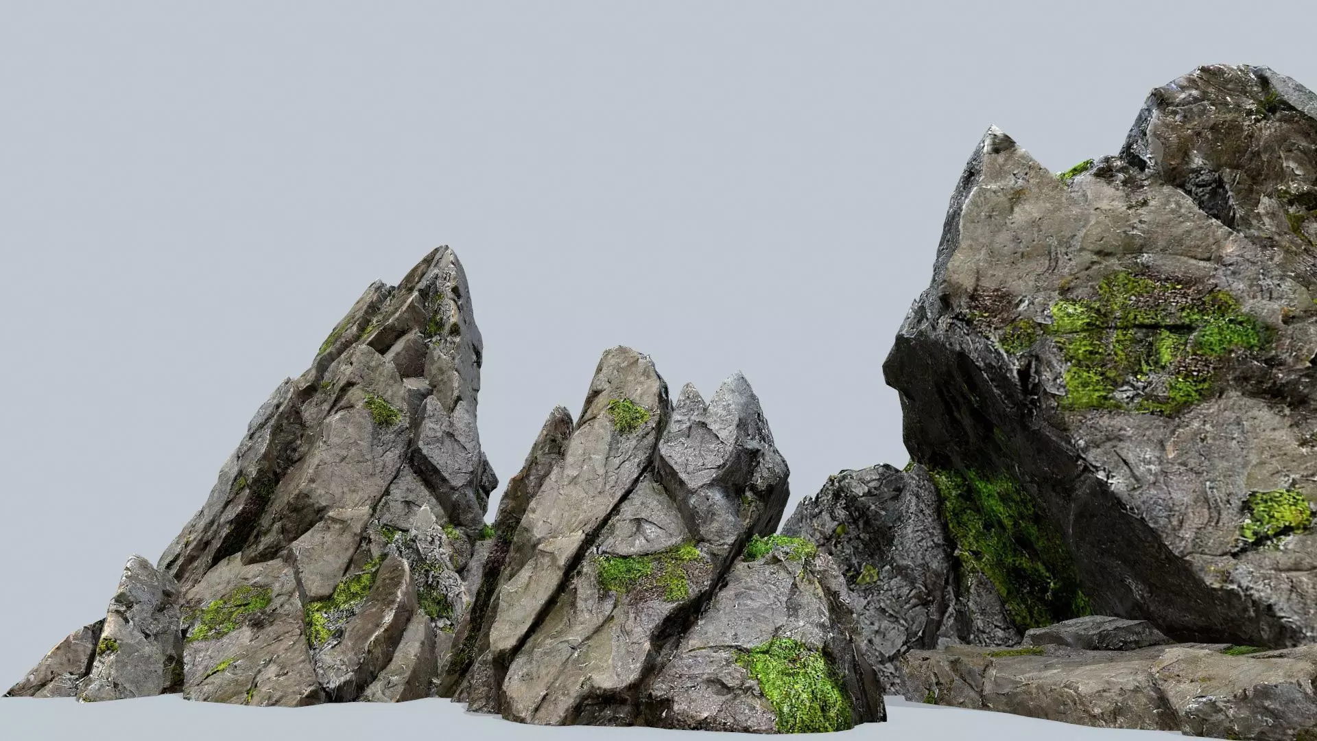 mossy rocks Low-poly 3D model_0