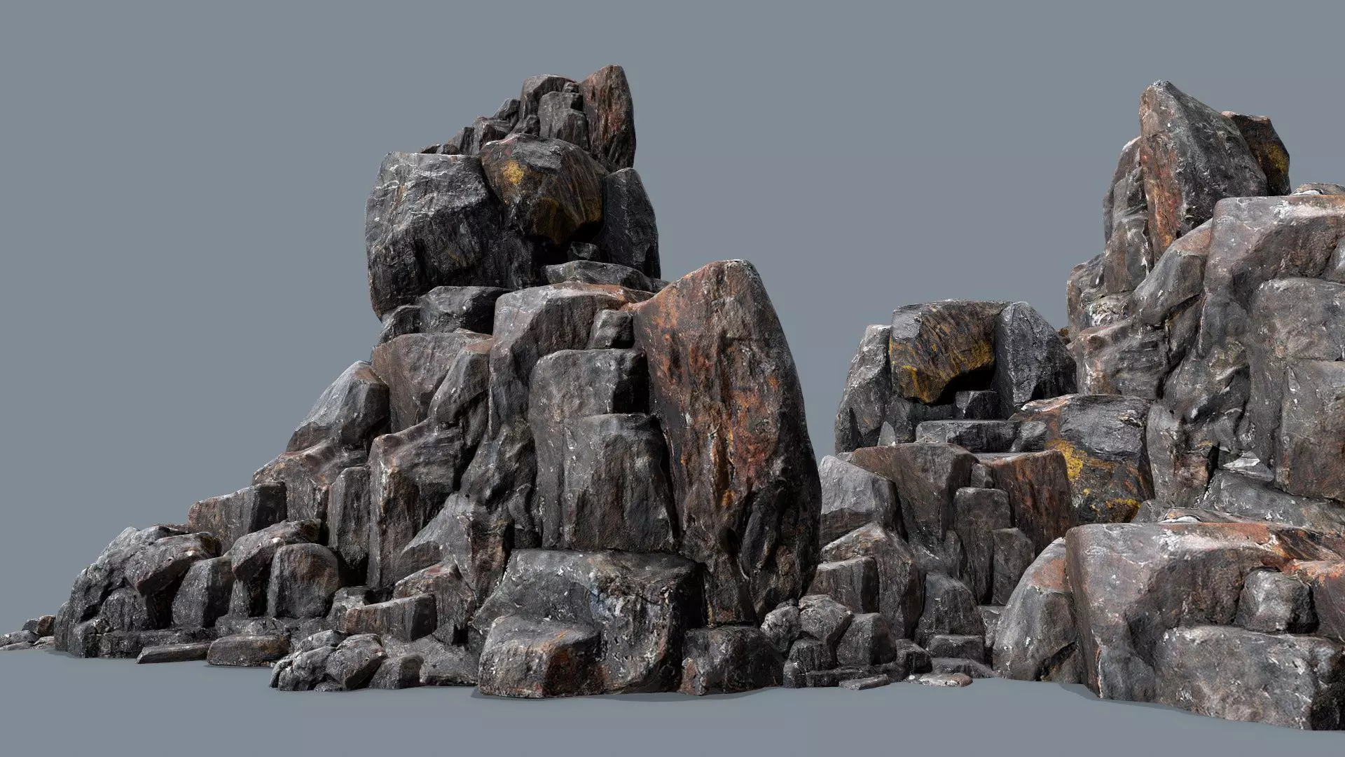 cliff rocks Low-poly 3D model_0
